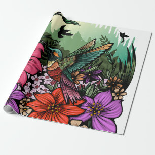 Papel De Presente Jardim do Hummingbird