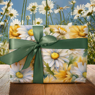 Papel De Presente Jardim Elegante de Creme de Manteiga Floral Margar