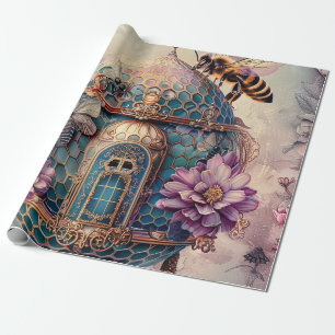 Papel De Presente Jardim Encantado das Abelhas Fantasia (2)