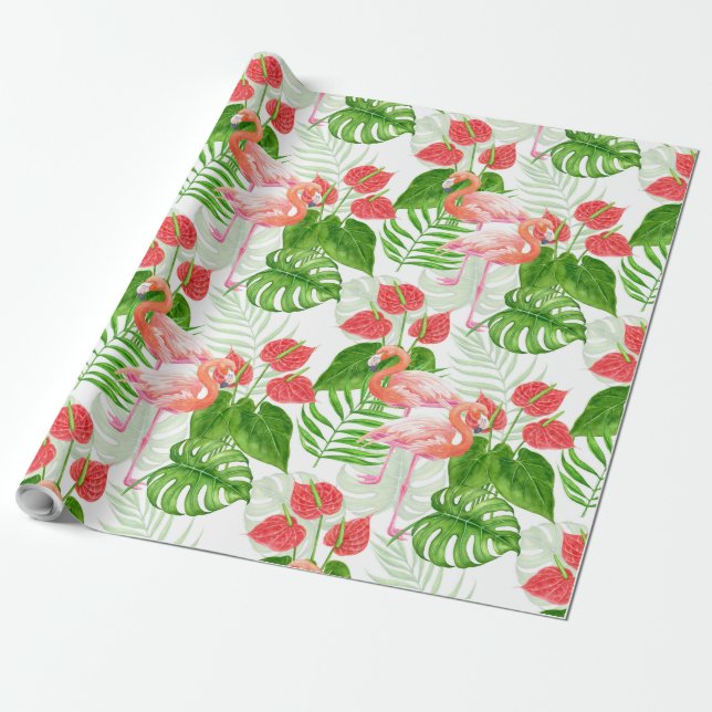 Papel De Presente Jardim Flamingo (Desenrolado)