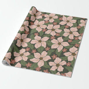 Papel De Presente Jardim Floral Cor-de-Rosa Moderno sobre Verde Flor