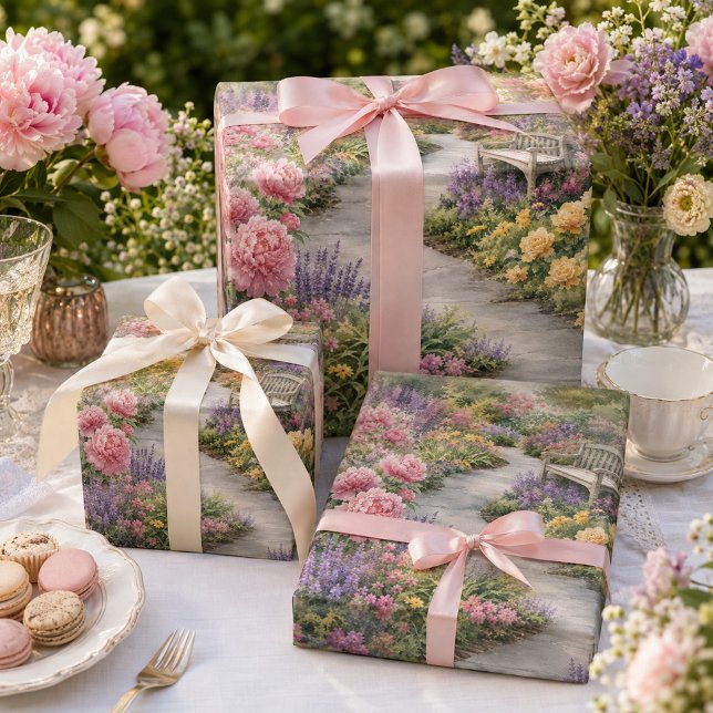 Papel De Presente Jardim Floral Inglês  (Criador carregado)