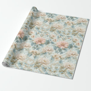 Papel De Presente Jardim Floral Pastel Regency