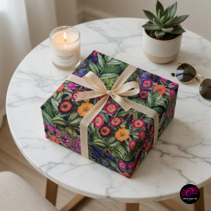 Papel De Presente Jardim Floral Rosa da Ilha