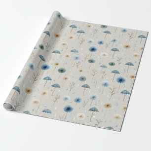Papel De Presente Jardim Floral Sereno Padrão Chuva (8)
