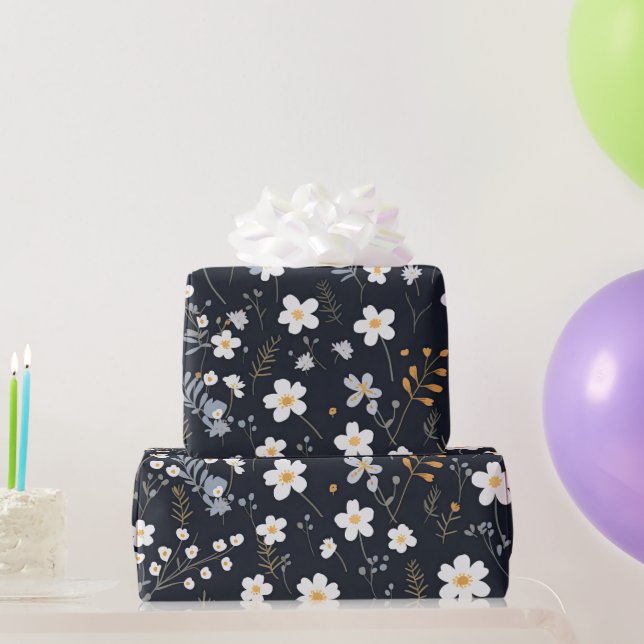 Papel De Presente Jardim Florestal Minúsculo Negro (Presentes para festas)