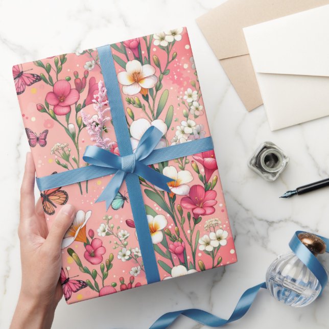 Papel De Presente Jardim Florido de Rubor (Presentear)