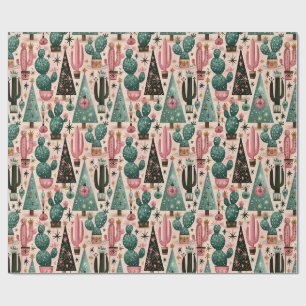 Papel De Presente Jardim Retro de Cacto de Natal do Sudoeste