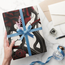 Papel De Presente Jardim Rosa do Cemitério Gótico