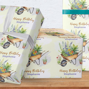 Papel De Presente Jardim Temático Feliz Aniversário Personalizado