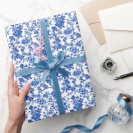 Papel De Presente Jardim Toile Azul Real
