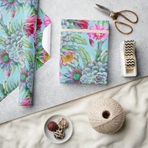Papel De Presente Jardim Tropical de Suculentas