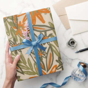 Papel De Presente Jardim Vibrante da Vida Selvagem Floresce com Flor