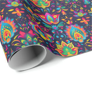 Papel De Presente Jardim Vibrante Diwali de Whimsy