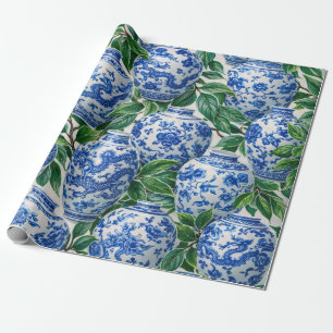 Papel De Presente Jarra de gengibre em porcelana chinesa azul