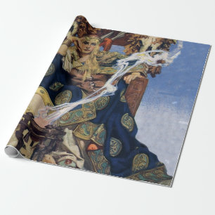 Papel De Presente JC Leyendecker Rainha Maeve Guerreira Celta