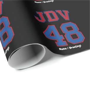 Papel De Presente JDV 48 Estilo Varsity Retro Monograma Esportivo Vi