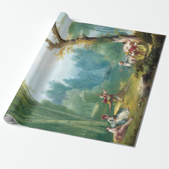 Papel De Presente Jean-Honoré Fragonard um jogo do cavalo e do (Desenrolado)