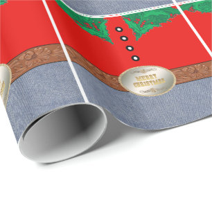 Papel De Presente Jeans vermelhos da camisa da fivela de cinto