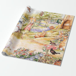 Papel De Presente Jemima Puddle Duck caminhando com o Sr. Fox
