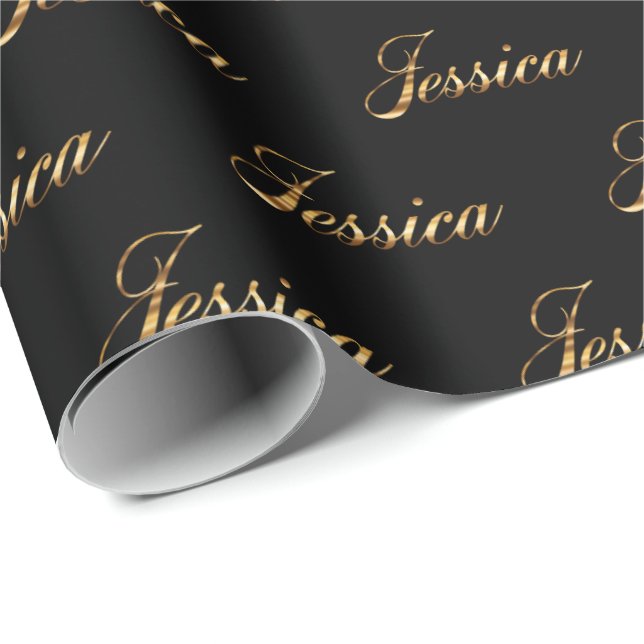 Papel De Presente Jessica gold Design Lettering Geschenkpapier (Ponta do rolo)