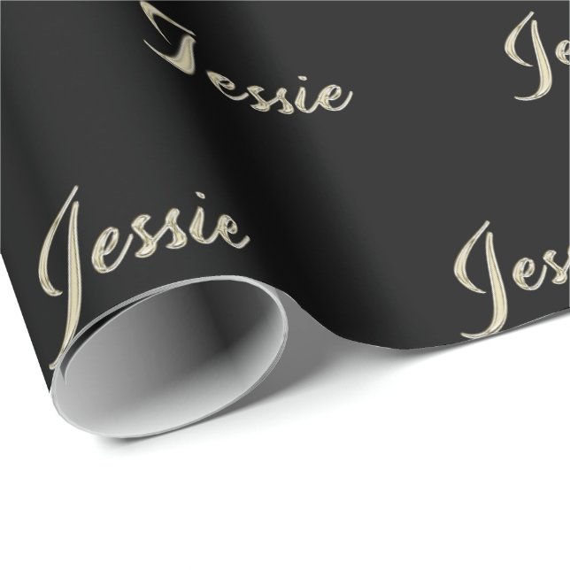 Papel De Presente Jessie white gold Handwriting Geschenkpapier (Ponta do rolo)