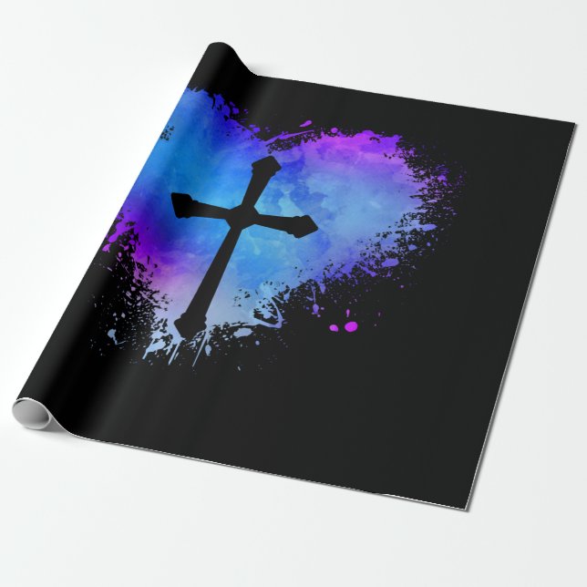 Papel De Presente Jesus ama| Christian Cross Love Heart Faith (Desenrolado)