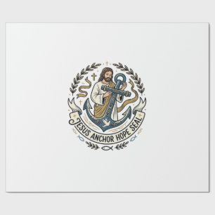 Papel De Presente Jesus Âncora Esperança Selo Jesus Âncora Esperança