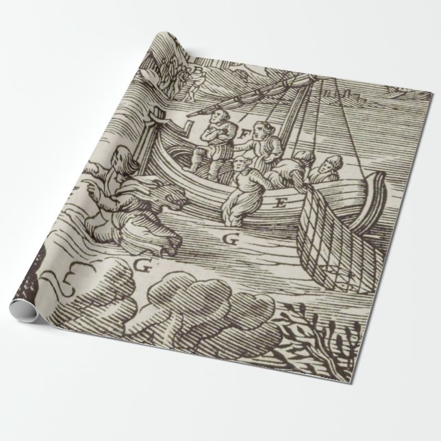 Papel De Presente Jesus andando sobre a água (Desenrolado)