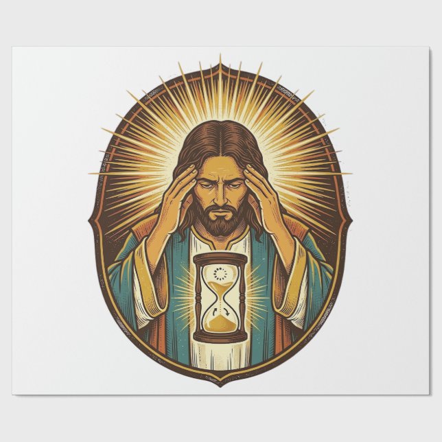 Papel De Presente Jesus Impaciente Carregando Ampulheta Internet Len (Aberto)