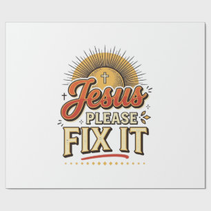 Papel De Presente Jesus Por Favor Corrija Tipografia Cristã Vintage