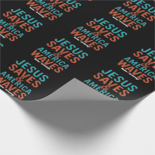 Papel De Presente Jesus Salva & a América Ondea Camiseta Cristã Vint