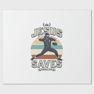 Papel De Presente Jesus Salva Beisebol Vetor Desenho Cristão Vintage