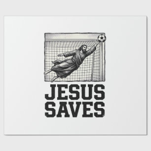 Papel De Presente Jesus Salva Camisa de Gravura Vintage de Goleiro d