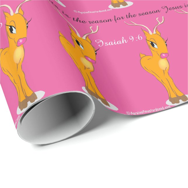 Papel De Presente Jesus Season Girl Reindeer (Ponta do rolo)