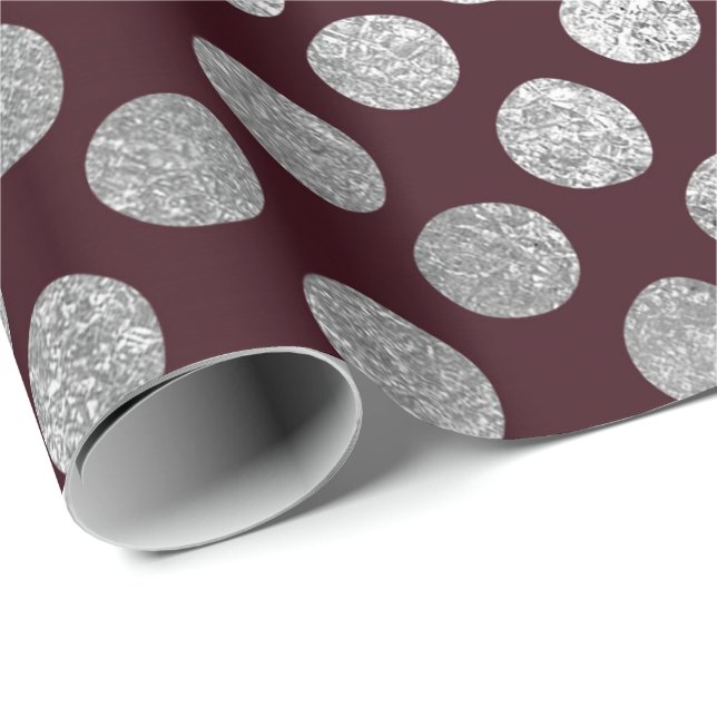 Papel De Presente Jewelry Maroon Burgundy Silver Pontos Vip (Ponta do rolo)