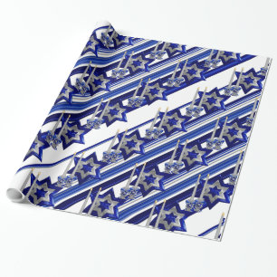 Papel De Presente Jewish-Candlesticks-and-Star-1-Diagonal-Stripes