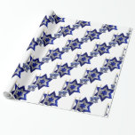 Papel De Presente Jewish-Candlesticks-and-Star-1-White<br><div class="desc">Jewish-Candlesticks-and-Star-1 Da minha nova Coleção Judaica que está chegando às lojas agora... Candlesticks-and-Star-1. Uma estrela grande e tripla (digital) martelada de David com dois cascavéis decorativos e portadores. As velas parecem acesas. A estrela e os portadores são azuis e prateados. Este design está disponível em padrões e cores variados. Procure...</div>