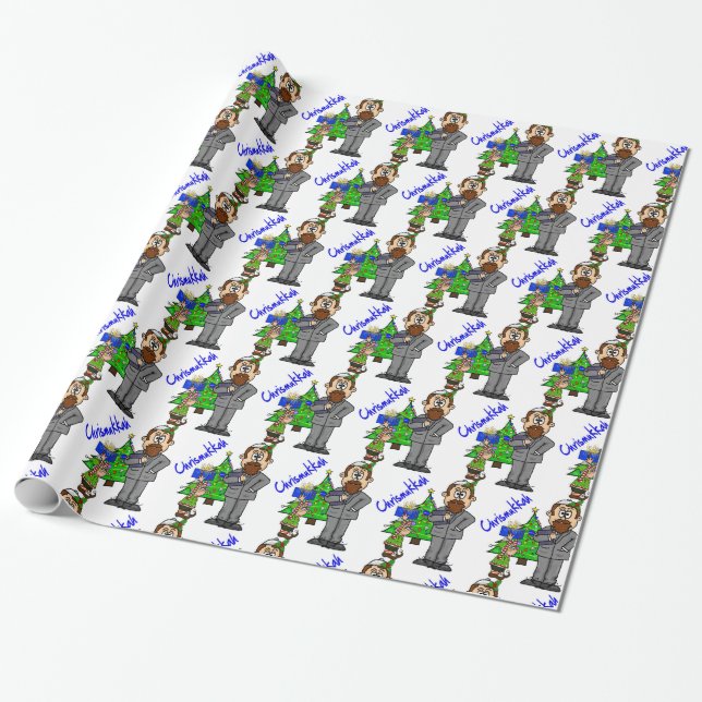 Papel De Presente Jewish Man Elf Chrismukkah Wrappaper (Desenrolado)