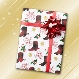 Papel De Presente Jingle All Way Cowboy Boot Christmas