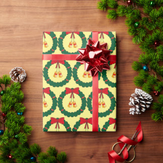 Papel De Presente Jingle Bell Wreath Christmas Wrappaper