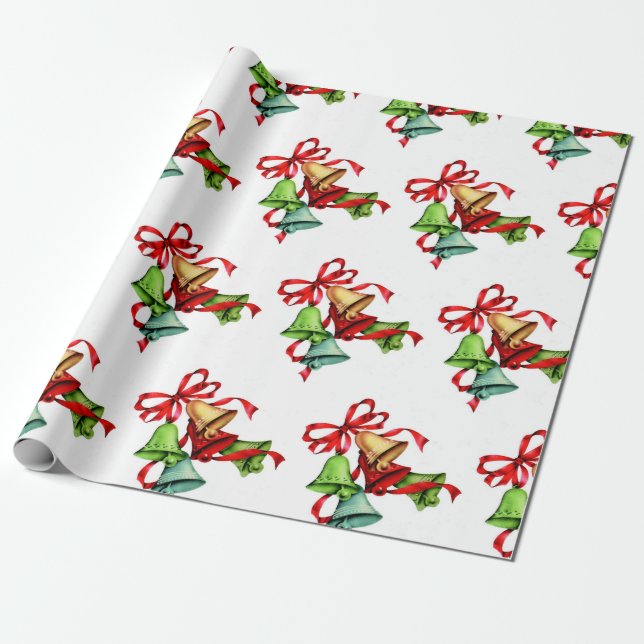 Papel De Presente Jingle Bells Red Green Christmas (Desenrolado)