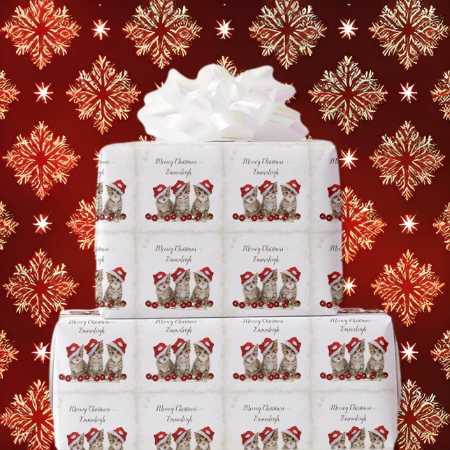 Papel De Presente Jingle Cats Meowy Christmas personalizado (Criador carregado)