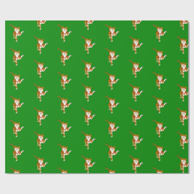 Papel De Presente Jingle Claws Cat Holiday Wrapping Paper (Aberto)