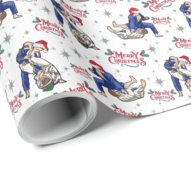 Papel De Presente Jiu-Jitsu Feliz Papel de Molho de Natal (Ponta do rolo)
