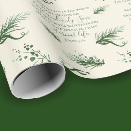 Papel De Presente João 3:16 Bíblia Personalizada Moderno Sage Natal
