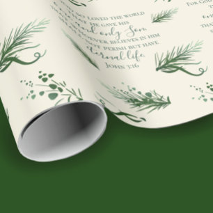 Papel De Presente João 3:16 Bíblia Personalizada Moderno Sage Natal