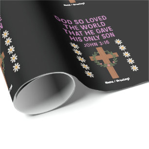 Papel De Presente João 3:16 Deus Deu Sua Única Cruz Cristã