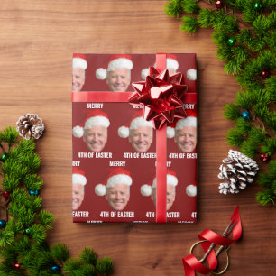 Papel De Presente Joe Biden Face Papais noeis Feliz 4º Natal Páscoa