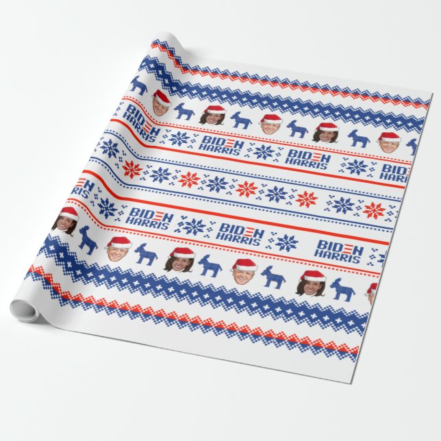 Papel De Presente Joe e Kamala Natal (Desenrolado)